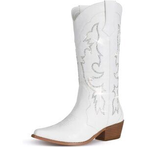 Womens Cowboy Boots Western Rhinestone Cowgirl Boots Botte Cowboy Femme Snip Toe